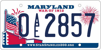 MD license plate 0AE2857