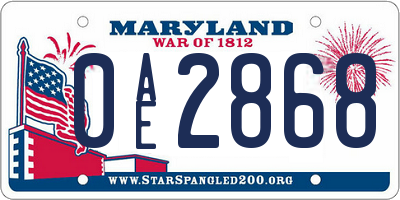 MD license plate 0AE2868