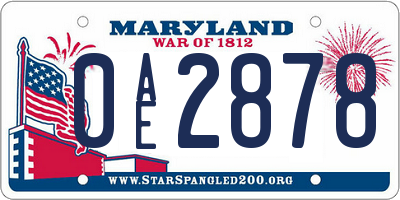 MD license plate 0AE2878