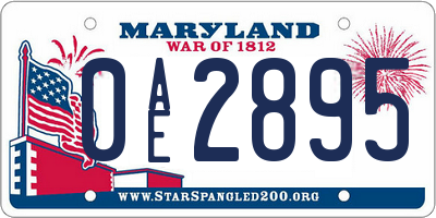 MD license plate 0AE2895