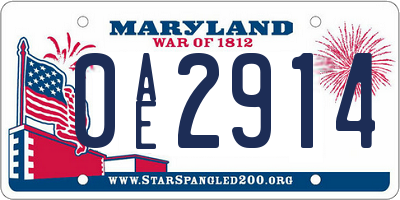 MD license plate 0AE2914