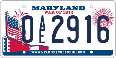 MD license plate 0AE2916