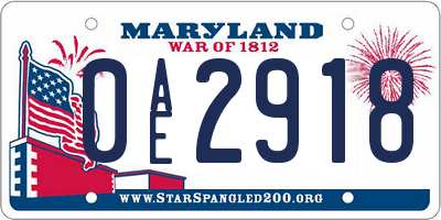 MD license plate 0AE2918
