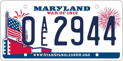 MD license plate 0AE2944
