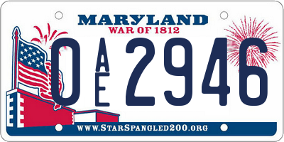 MD license plate 0AE2946