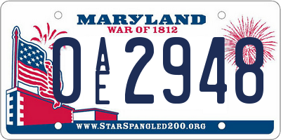 MD license plate 0AE2948