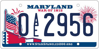 MD license plate 0AE2956
