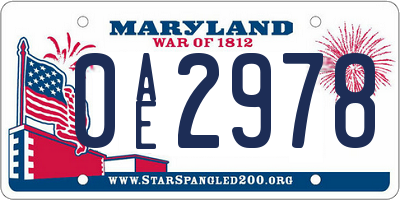 MD license plate 0AE2978