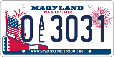 MD license plate 0AE3031