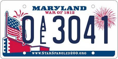 MD license plate 0AE3041