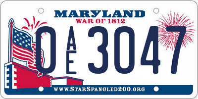 MD license plate 0AE3047
