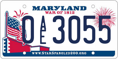 MD license plate 0AE3055