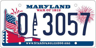 MD license plate 0AE3057
