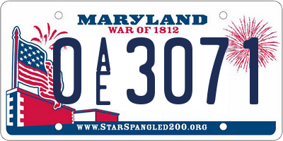 MD license plate 0AE3071