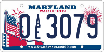 MD license plate 0AE3079