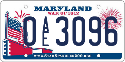 MD license plate 0AE3096