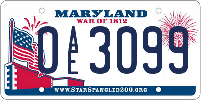 MD license plate 0AE3099