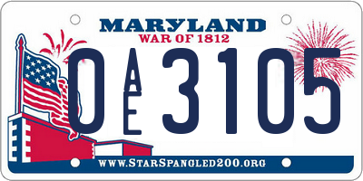 MD license plate 0AE3105