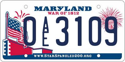 MD license plate 0AE3109