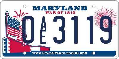 MD license plate 0AE3119
