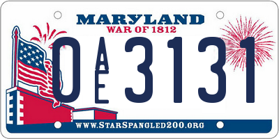 MD license plate 0AE3131