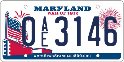 MD license plate 0AE3146