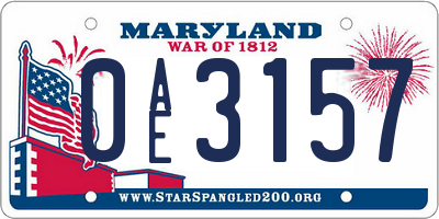MD license plate 0AE3157