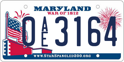 MD license plate 0AE3164
