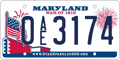 MD license plate 0AE3174