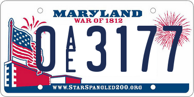MD license plate 0AE3177