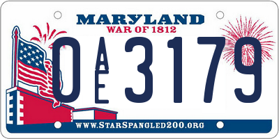 MD license plate 0AE3179