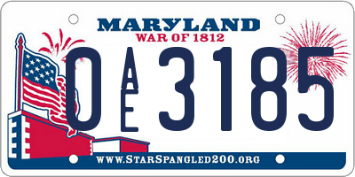 MD license plate 0AE3185