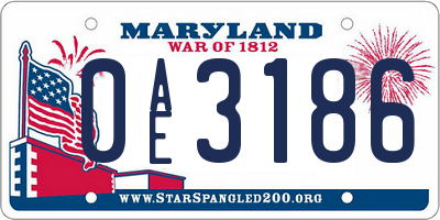 MD license plate 0AE3186