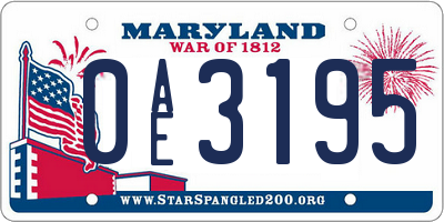 MD license plate 0AE3195