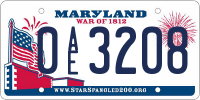 MD license plate 0AE3208