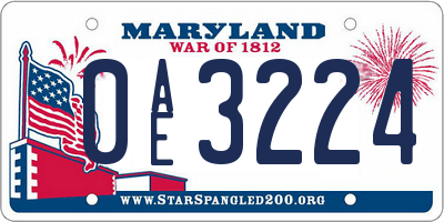 MD license plate 0AE3224