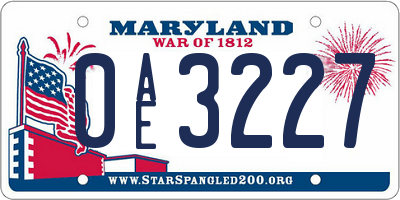 MD license plate 0AE3227