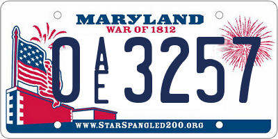 MD license plate 0AE3257