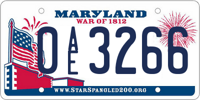 MD license plate 0AE3266