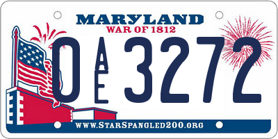 MD license plate 0AE3272