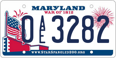 MD license plate 0AE3282