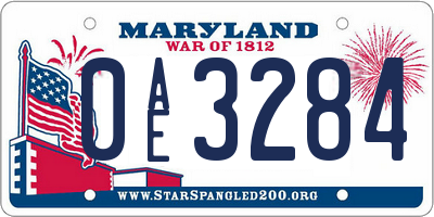 MD license plate 0AE3284