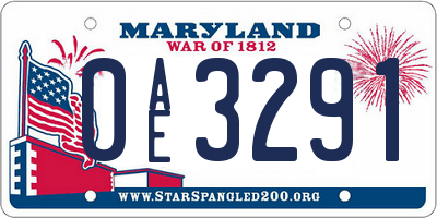 MD license plate 0AE3291