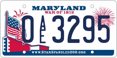 MD license plate 0AE3295