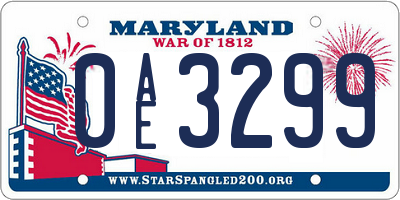 MD license plate 0AE3299