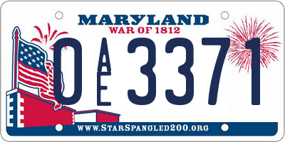 MD license plate 0AE3371