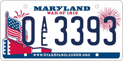 MD license plate 0AE3393