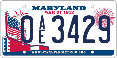 MD license plate 0AE3429