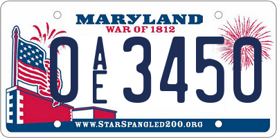 MD license plate 0AE3450