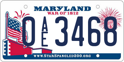MD license plate 0AE3468